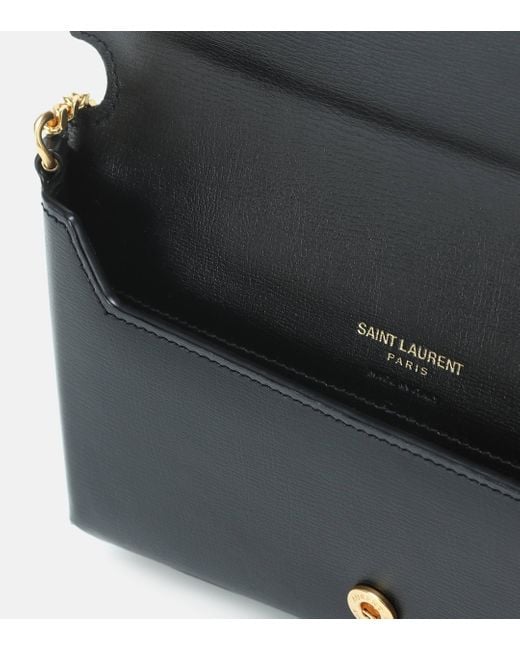 Saint Laurent Black Cassandre Leather Iphone Shoulder Bag