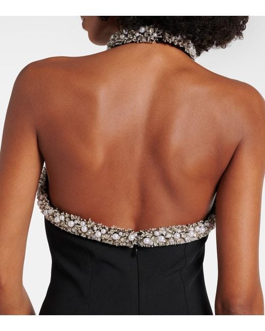 Vestido De Fiesta De Crepe Adornado Jonathan Simkhai de color Black