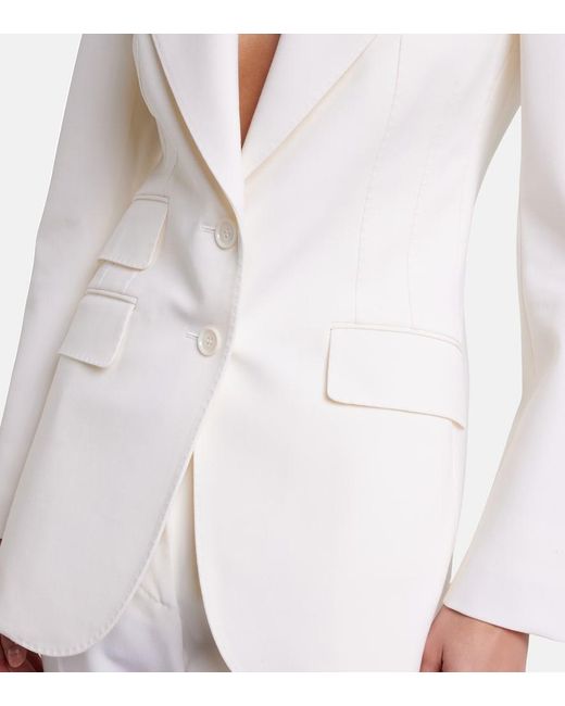 Dolce & Gabbana White Wool-Blend Blazer