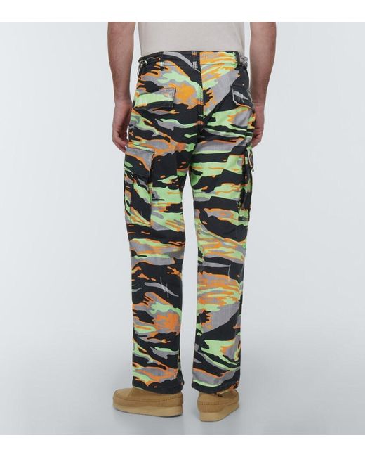 ERL Yellow Printed Cotton Cargo Pants for men