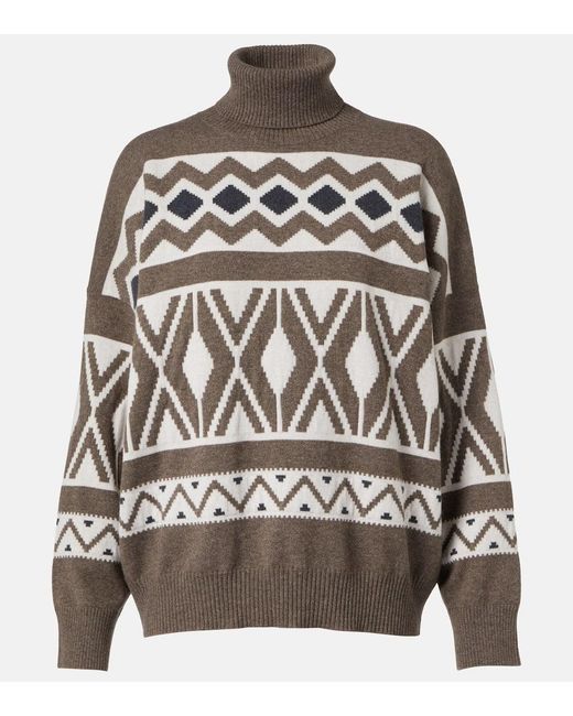 Chaleco De Lana, Cachemir Y Seda En Jacquard Brunello Cucinelli de color Gray