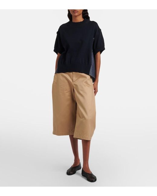 Sacai Black Cotton-Blend Top