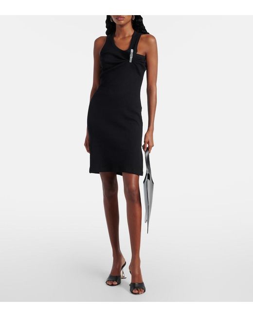 Coperni Black Washing Clip Cotton Jersey Minidress