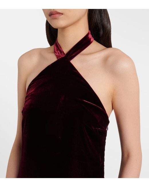 Taller Marmo Purple Nina Fringed Velvet Maxi Dress