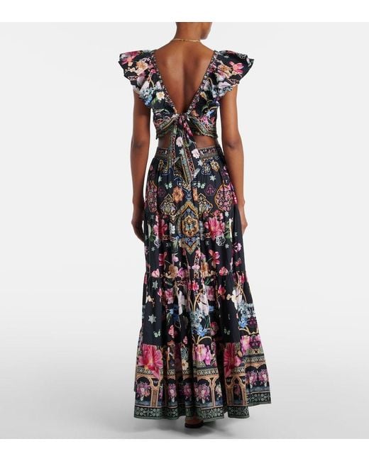 Camilla Multicolor Crystal-Embellished Poplin Maxi Skirt