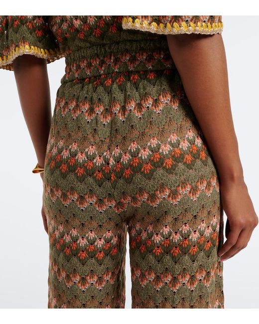 LaDoubleJ Natural Embroidered Cotton-Blend Palazzo Pants