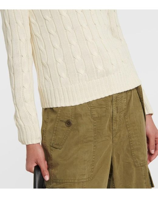 Pullover in cotone a trecce di Polo Ralph Lauren in Natural