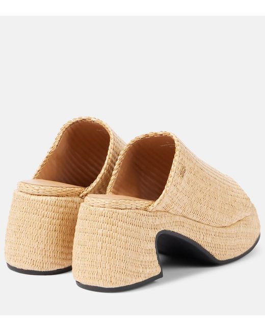 Ganni Natural Butterfly Raffia Platform Mules