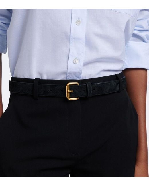 The Row Black Geo Suede Belt