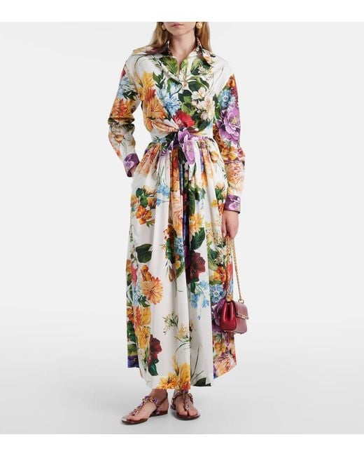 Dolce & Gabbana Multicolor High-Waisted Skirt With A Floral Bouquet Print