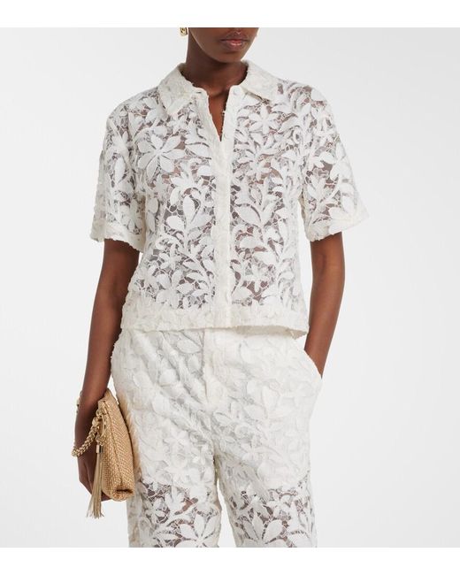 Jonathan Simkhai White Cotton Lace Shirt