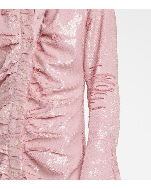 Ganni Pink Sequined Shirt Dress