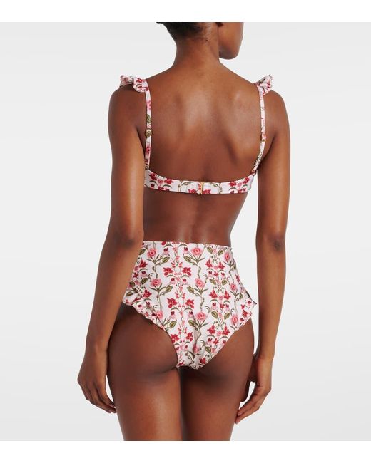 Agua Bendita Pink Kiwi Floral Bikini Top