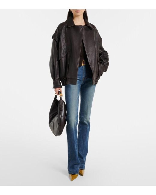 Nour Hammour Black Micah Leather Bomber Jacket