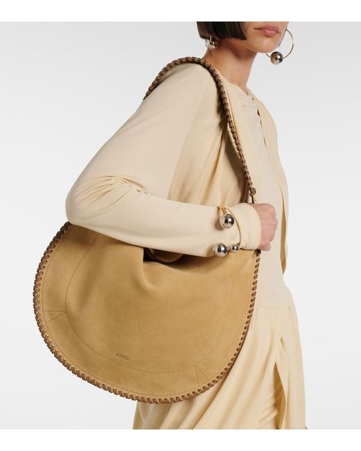 Isabel Marant Natural Oskan Medium Suede Shoulder Bag