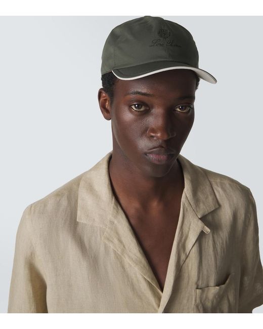 Loro Piana Green Embroidered Baseball Cap for men