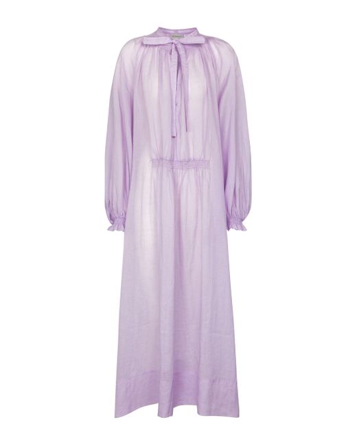 Lee Mathews Purple Soma Ramie Maxi Dress