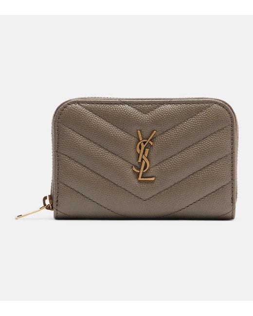 Saint Laurent Brown Cassandre Quilted Leather Card Case