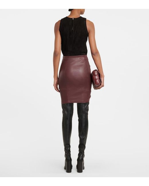 Stouls Purple Mouna Ruched Leather Miniskirt