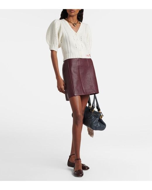 Chloé White Pointelle Wool And Cashmere Cardigan