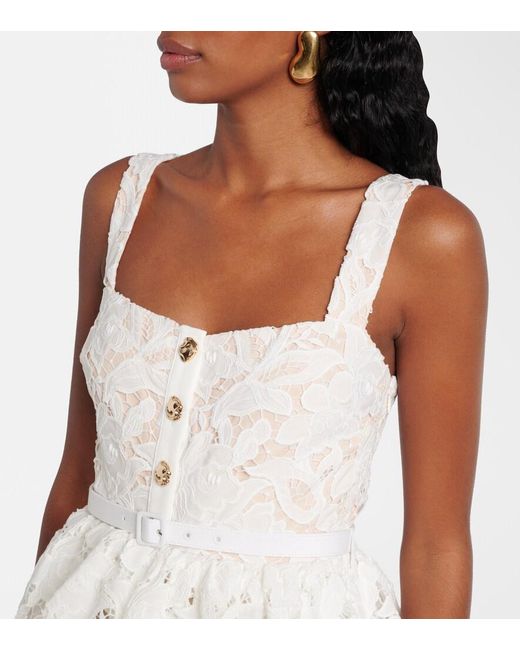 Self-Portrait Natural Scalloped Tiered Lace Minidress