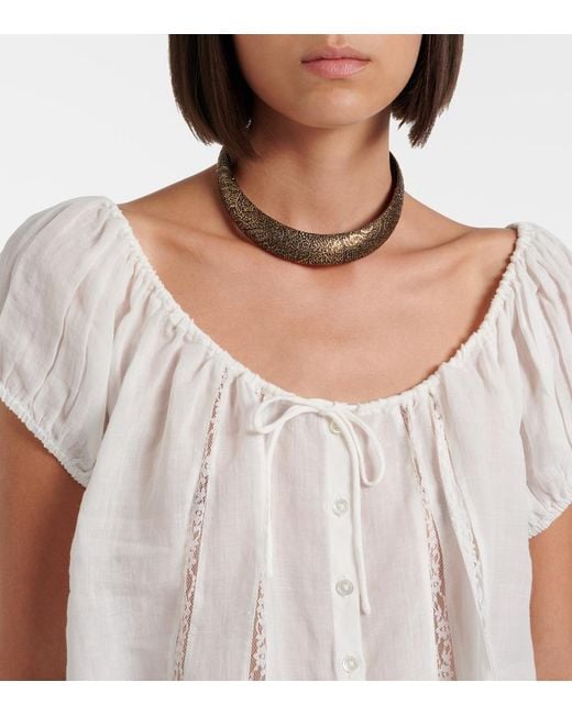 Citizens of Humanity White Tatev Lace-Trimmed Top