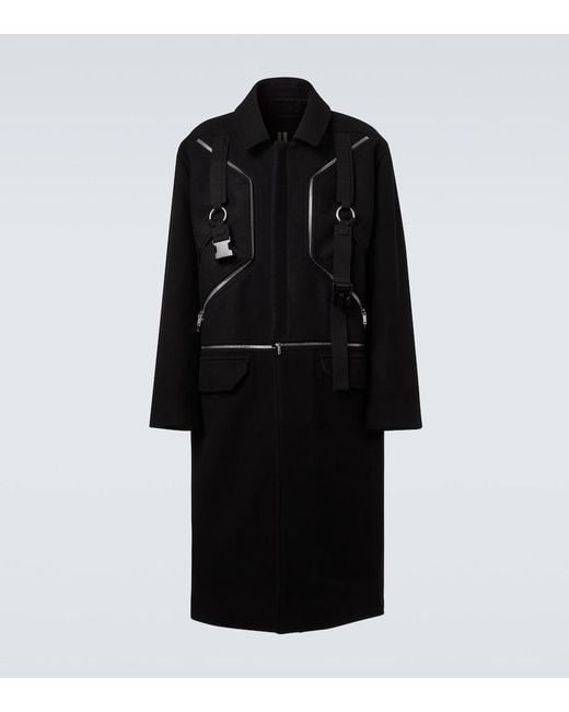 Rick Owens Black Virgin Wool Coat for men