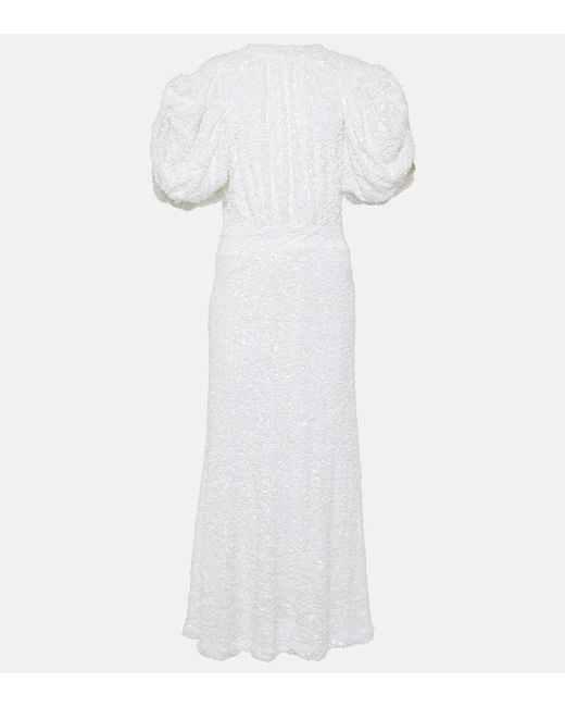 ROTATE BIRGER CHRISTENSEN White Bridal Sequined Puff-Sleeve Gown