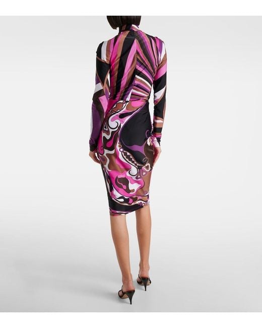 Emilio Pucci Pink Printed Pencil Midi Skirt