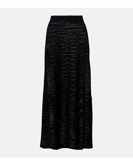 Victoria Beckham Black Pointelle Midi Skirt