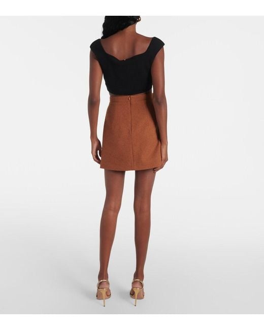 Patou Brown Iconic Wool And Cotton-Blend Miniskirt