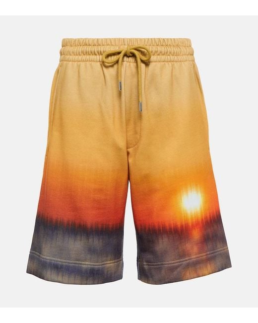 Dries Van Noten Orange Printed Cotton Jersey Shorts