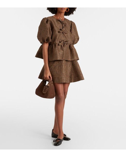 Ganni Brown Suede Top-Handle Bag