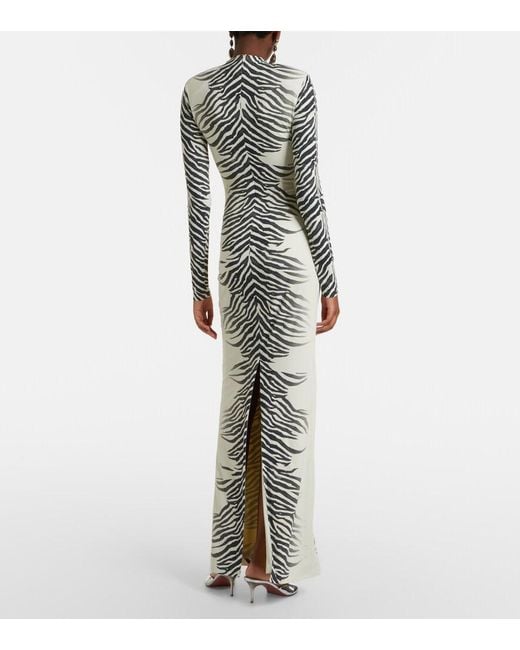 De La Vali White Kari Zebra-Print Maxi Dress