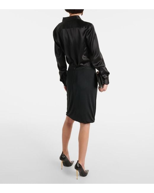 Tom Ford Black Wrap Jersey Mini Skirt