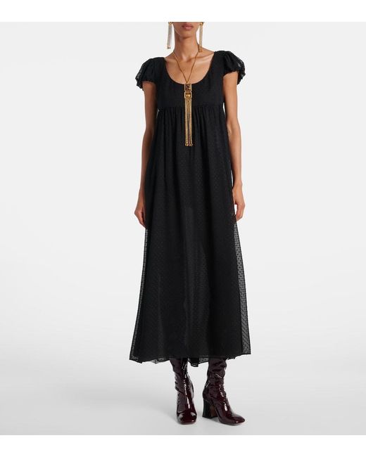 Chloé Black Silk Point D'Esprit Maxi Dress
