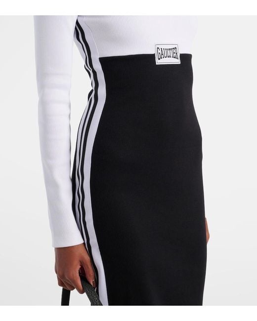 Jean Paul Gaultier Black Logo Cotton-Blend Jersey Maxi Dress