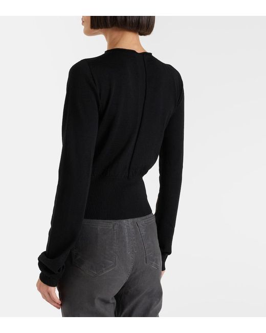 Rick Owens Black Cutout Virgin Wool Top