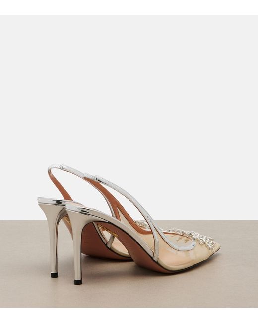 Aquazzura Natural Crystal Firework Slingback Pumps