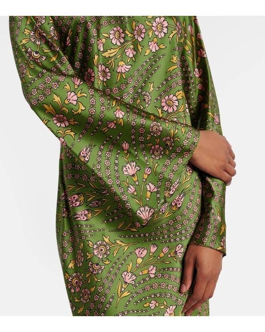 Veronica Beard Green Gemma Floral Silk-Blend Maxi Dress