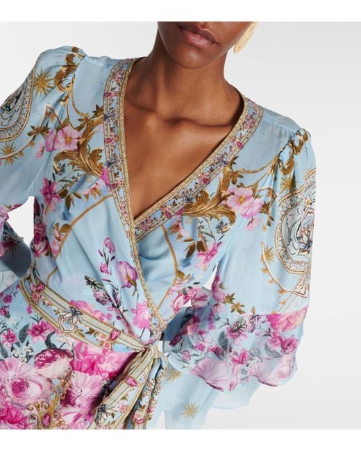 Robe portefeuille en soie a fleurs Camilla en coloris Multicolor