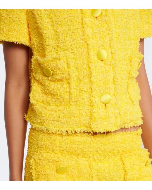 Dolce & Gabbana Yellow Cotton-Blend Boucle Jacket