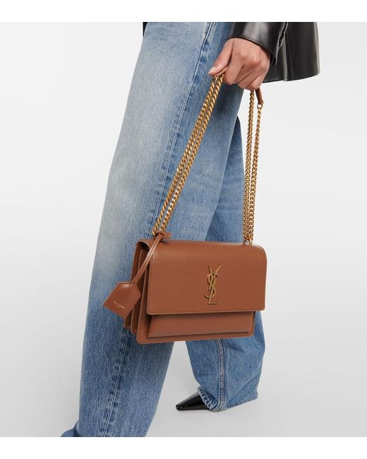 Saint Laurent Brown Schultertasche Sunset Medium Aus Leder