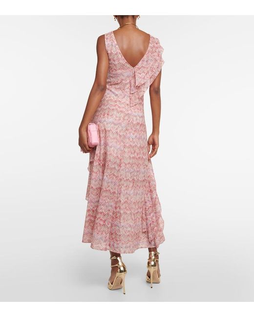 Missoni Pink Zig Zag Ruffled Midi Dress