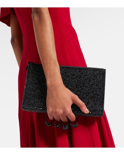 McQueen Black Knuckle Studded Leather Pouch