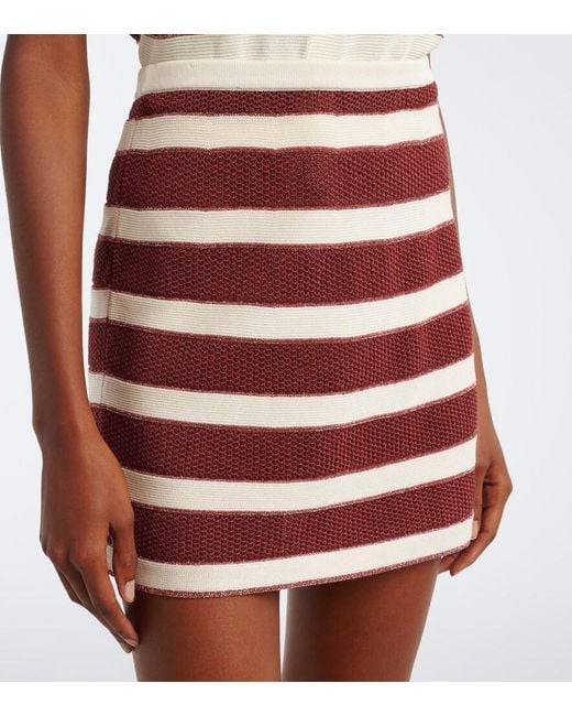 Eres Red Intervalle Knitted Striped Cotton-Blend Lame Miniskirt