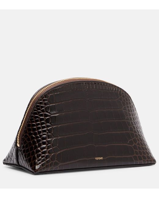 Totême Black Small Croc-Effect Leather Pouch
