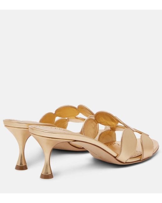 Manolo Blahnik Natural Haribalmu 50 Leather Mules