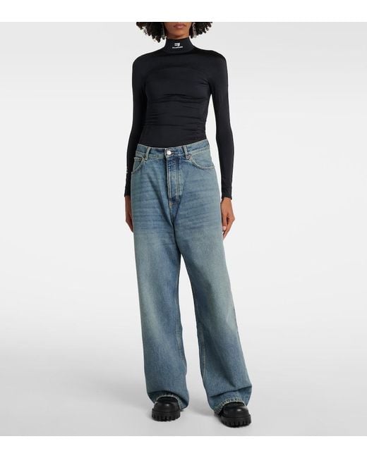 Balenciaga Blue Faded Mid-Rise Wide-Leg Jeans