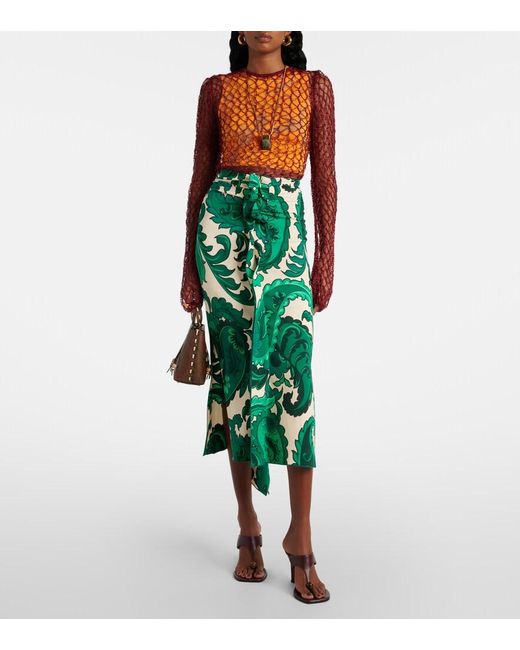 Etro Pink Open-Knit Sweater And Printed Crop Top Set